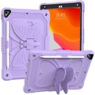 Pure Color PC + Silicone Anti-drop Protective Case with Butterfly Shape Holder & Pen Slot For iPad 10.2 2021 & 2020 & 2019 / Air 3 10.5 inch(Light Purple) - 1