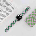 Checkerboard Leather Watch Band For Apple Watch Series 7 & 6 & SE & 5 & 4 40mm/3 & 2 & 1 38mm(Green Purple) - 1