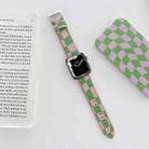 Checkerboard Leather Watch Band For Apple Watch Series 7 & 6 & SE & 5 & 4 44mm/3 & 2 & 1 42mm(Green Pink) - 1