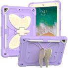Beige PC + Silicone Anti-drop Protective Case with Butterfly Shape Holder & Pen Slot For iPad 9.7 2018 & 2017 / Pro 9.7 inch / Air 2 / 6(Beige + Light Purple) - 1