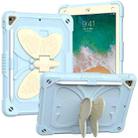 Beige PC + Silicone Anti-drop Protective Case with Butterfly Shape Holder & Pen Slot For iPad 9.7 2018 & 2017 / Pro 9.7 inch / Air 2 / 6(Beige + Ice Crystal Blue) - 1