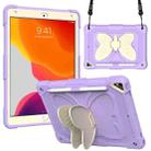 Beige PC + Silicone Anti-drop Protective Case with Butterfly Shape Holder & Pen Slot For iPad 10.2 2021 & 2020 & 2019 / Air 3 10.5 inch(Beige + Light Purple) - 1