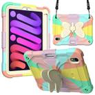 For iPad mini 6 / mini 2024 Beige PC + Silicone Anti-drop Protective Tablet Case with Butterfly Shape Holder & Pen Slot(Colorful Rose Gold) - 1