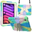 For iPad mini 6 Beige PC + Silicone Anti-drop Protective Tablet Case with Butterfly Shape Holder & Pen Slot(Colorful Green) - 1
