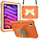 For iPad mini 6 / mini 2024 Beige PC + Silicone Anti-drop Protective Tablet Case with Butterfly Shape Holder & Pen Slot(Beige + Kumquat) - 1