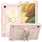 Beige PC + Silicone Anti-drop Protective Case with Butterfly Shape Holder & Pen Slot For Samsung Galaxy Tab A7 Lite 8.7 SM-T220 / SM-T225(Beige + Rose Pink) - 1