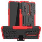 For OnePlus 7T Pro Tire Texture TPU+PC Shockproof Case, with Holder(Red) - 1