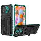 For Samsung Galaxy A02s US Version Armor Card PC + TPU Shockproof Case with Card Slot & Invisible Holder(Dark Green) - 1