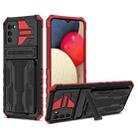 For Samsung Galaxy A02s EU Version Armor Card PC + TPU Shockproof Case with Card Slot & Invisible Holder(Red) - 1