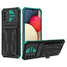 For Samsung Galaxy A02s EU Version Armor Card PC + TPU Shockproof Case with Card Slot & Invisible Holder(Dark Green) - 1