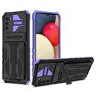 For Samsung Galaxy A02s EU Version Armor Card PC + TPU Shockproof Case with Card Slot & Invisible Holder(Purple) - 1