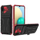 For Samsung Galaxy A02 Armor Card PC + TPU Shockproof Case with Card Slot & Invisible Holder(Red) - 1