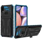 For Samsung Galaxy A10s Armor Card PC + TPU Shockproof Case with Card Slot & Invisible Holder(Blue) - 1