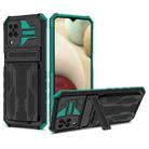 For Samsung Galaxy A12 5G Armor Card PC + TPU Shockproof Case with Card Slot & Invisible Holder(Dark Green) - 1