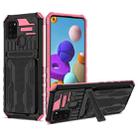 For Samsung Galaxy A21s Armor Card PC + TPU Shockproof Case with Card Slot & Invisible Holder(Pink) - 1