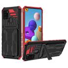 For Samsung Galaxy A21s Armor Card PC + TPU Shockproof Case with Card Slot & Invisible Holder(Red) - 1