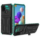 For Samsung Galaxy A21s Armor Card PC + TPU Shockproof Case with Card Slot & Invisible Holder(Dark Green) - 1