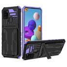 For Samsung Galaxy A21s Armor Card PC + TPU Shockproof Case with Card Slot & Invisible Holder(Purple) - 1