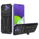 For Samsung Galaxy A22 5G Armor Card PC + TPU Shockproof Case with Card Slot & Invisible Holder(Purple) - 1