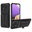 For Samsung Galaxy A32 5G Armor Card PC + TPU Shockproof Case with Card Slot & Invisible Holder(Black) - 1