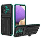 For Samsung Galaxy A32 5G Armor Card PC + TPU Shockproof Case with Card Slot & Invisible Holder(Dark Green) - 1