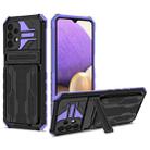 For Samsung Galaxy A32 5G Armor Card PC + TPU Shockproof Case with Card Slot & Invisible Holder(Purple) - 1