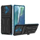 For Samsung Galaxy Note 20 Armor Card PC + TPU Shockproof Case with Card Slot & Invisible Holder(Blue) - 1