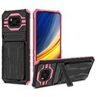 For Xiaomi Poco X3 Armor Card PC + TPU Shockproof Case with Card Slot & Invisible Holder(Pink) - 1