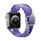 Adjustable Nylon Braided Elasticity Diamond Buckle Watch Band For Apple Watch Series 7 & 6 & SE & 5 & 4 40mm/3 & 2 & 1 38mm(Grape Purple) - 1