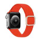 Adjustable Nylon Braided Elasticity Diamond Buckle Watch Band For Apple Watch Series 7 & 6 & SE & 5 & 4 40mm/3 & 2 & 1 38mm(Orange Red) - 1