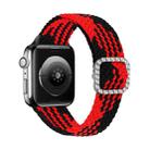 Adjustable Nylon Braided Elasticity Diamond Buckle Watch Band For Apple Watch Series 7 & 6 & SE & 5 & 4 44mm/3 & 2 & 1 42mm(Red Black) - 1