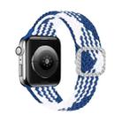 Adjustable Nylon Braided Elasticity Diamond Buckle Watch Band For Apple Watch Series 7 & 6 & SE & 5 & 4 44mm/3 & 2 & 1 42mm(Blue White) - 1