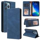 For iPhone 13 Pro Max Simple Suction Closure Horizontal Flip Leather Case with Holder & Card Slot & Wallet (Blue) - 1