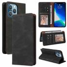 For iPhone 13 Pro Simple Suction Closure Horizontal Flip Leather Case with Holder & Card Slot & Wallet (Black) - 1