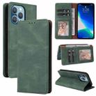 For iPhone 13 Pro Simple Suction Closure Horizontal Flip Leather Case with Holder & Card Slot & Wallet (Green) - 1