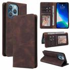 For iPhone 13 Pro Simple Suction Closure Horizontal Flip Leather Case with Holder & Card Slot & Wallet (Brown) - 1