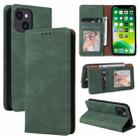 For iPhone 13 Simple Suction Closure Horizontal Flip Leather Case with Holder & Card Slot & Wallet(Green) - 1