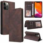 For iPhone 12 / 12 Pro Simple Suction Closure Horizontal Flip Leather Case with Holder & Card Slot & Wallet(Brown) - 1