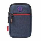 For 5.5-6.5 inch Mobile Phones Universal Canvas Waist Bag with Shoulder Strap & Earphone Jack(Navy Blue) - 1
