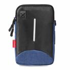For 6-7 inch Mobile Phone Universal Silver Wire Canvas Waist Bag with Shoulder Strap & Earphone Hole & USB Cable Hole(Black Blue) - 1