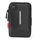 For 6-7 inch Mobile Phone Universal Silver Wire Canvas Waist Bag with Shoulder Strap & Earphone Hole & USB Cable Hole(Black) - 1