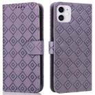 Embossed Big Small Concentric Squares Pattern Horizontal Flip Leather Case with Card Slot & Holder & Wallet For iPhone 13 mini(Purple) - 1
