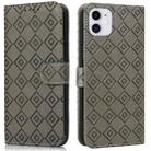 Embossed Big Small Concentric Squares Pattern Horizontal Flip Leather Case with Card Slot & Holder & Wallet For iPhone 13 mini(Grey) - 1