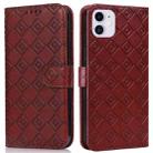 Embossed Big Small Concentric Squares Pattern Horizontal Flip Leather Case with Card Slot & Holder & Wallet For iPhone 13 mini(Brown) - 1