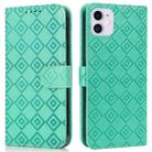 Embossed Big Small Concentric Squares Pattern Horizontal Flip Leather Case with Card Slot & Holder & Wallet For iPhone 13 mini(Green) - 1