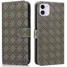 Embossed Big Small Concentric Squares Pattern Horizontal Flip Leather Case with Card Slot & Holder & Wallet For iPhone 13(Grey) - 1