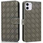 Embossed Big Small Concentric Squares Pattern Horizontal Flip Leather Case with Card Slot & Holder & Wallet For iPhone 12 mini(Grey) - 1