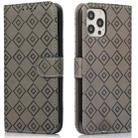 Embossed Big Small Concentric Squares Pattern Horizontal Flip Leather Case with Card Slot & Holder & Wallet For iPhone 12 Pro Max(Grey) - 1