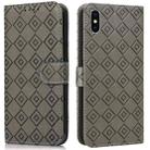 Embossed Big Small Concentric Squares Pattern Horizontal Flip Leather Case with Card Slot & Holder & Wallet For iPhone X / XS(Grey) - 1