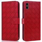 Embossed Big Small Concentric Squares Pattern Horizontal Flip Leather Case with Card Slot & Holder & Wallet For iPhone X / XS(Red) - 1